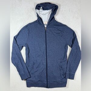 Faherty Men's Size Medium Reversible Ultra Soft Cotton Navy Cream Zip-Up Sweater